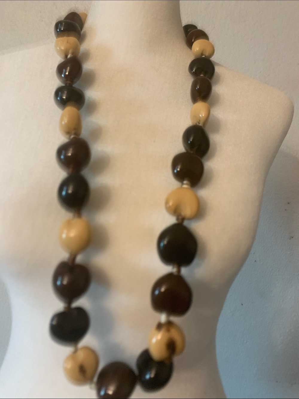 Kukui Nuts Brown & Cream Beaded Statement Necklace